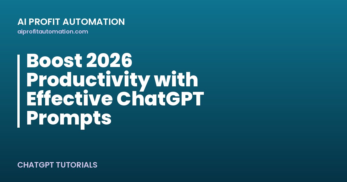Boost 2026 Productivity with Effective ChatGPT Prompts