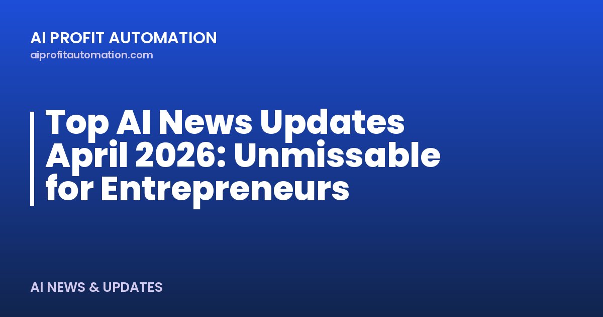 Top AI News Updates April 2026: Unmissable for Entrepreneurs