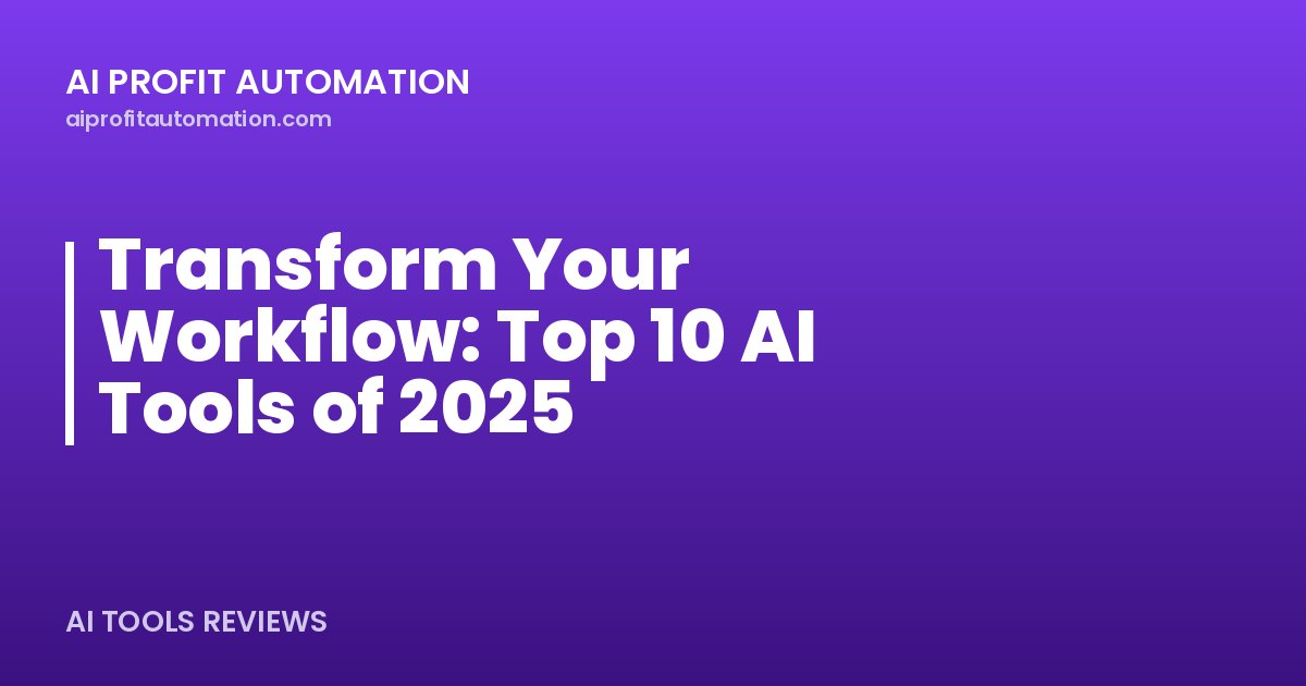Transform Your Workflow: Top 10 AI Tools of 2025